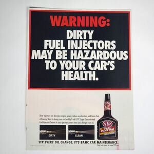 Vintage STP Injector Treatment Print Ad Garage Decor Auto Advertising Garage Art